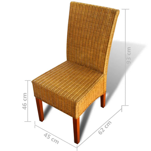 Swen Studio -  Dining Chairs 6 pcs Brown Natural Rattan